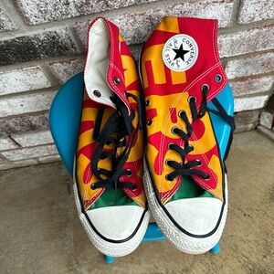 Men’s 12 W 14 Chuck Taylor All Star Red Green Gold Converse High Top Sneakers